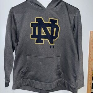 Under Armour Norte Dame Hoodie Youth Boys XL Pullover Fleece Front Graphic Irish
